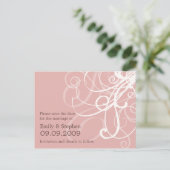 Roze pastelwervels · Save the Date Briefkaart (Staand voorkant)