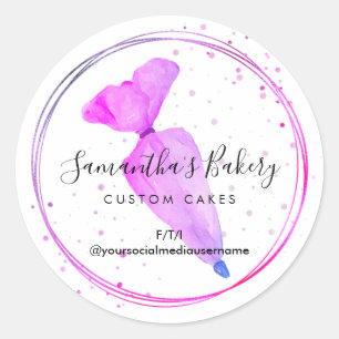 Roze Pastry Custom Cakede coratie Piping Zak Bakke Ronde Sticker