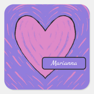 Roze Patchwork Hart Vierkante Sticker