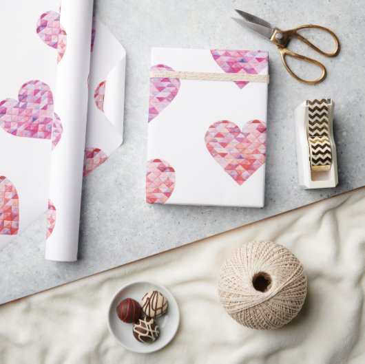 Roze Patchwork Harten Valentijnsdag Cadeaupapier (Crafts)