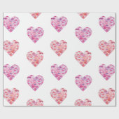 Roze Patchwork Harten Valentijnsdag Cadeaupapier (Vlak)