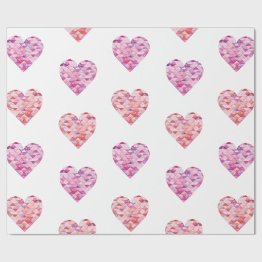 Roze Patchwork Harten Valentijnsdag Cadeaupapier (Vlak)