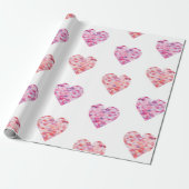 Roze Patchwork Harten Valentijnsdag Cadeaupapier (Uitgerold)