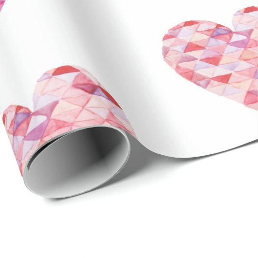 Roze Patchwork Harten Valentijnsdag Cadeaupapier (Rol Hoek)