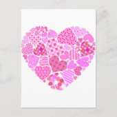 Roze Patchwork Heart Briefkaart (Voorkant)