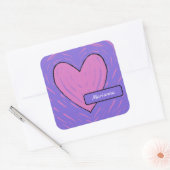 Roze Patchwork Heart Vierkante Sticker (Envelop)