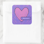 Roze Patchwork Heart Vierkante Sticker (Tas)
