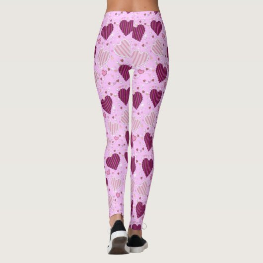 Roze Patchwork Hearts Leggings (Achterkant)