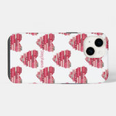 Roze Patchwork Hearts Telefoonhoesje iPhone Hoesje (Achterkant horizontaal)