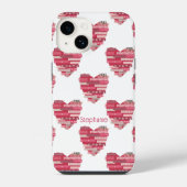 Roze Patchwork Hearts Telefoonhoesje iPhone Hoesje (Achterkant)