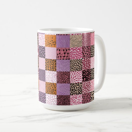 Roze Patchwork Koffiemok ☕💖 (Voorkant rechts)