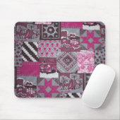 Roze Patchwork Mousepad Muismat (Met muis)