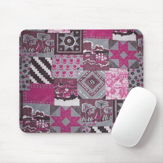 Roze Patchwork Mousepad Muismat (Met muis)