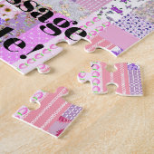 Roze Patchwork Quilt Aangepast Bericht Legpuzzel (Zijkant)