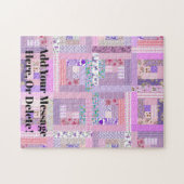 Roze Patchwork Quilt Aangepast Bericht Legpuzzel (Horizontaal)