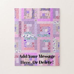 Roze Patchwork Quilt Aangepast Bericht Legpuzzel