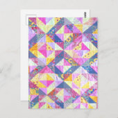 Roze Patchwork Quilt Briefkaart (Voorkant / Achterkant)