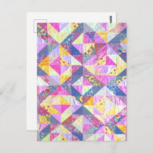 Roze Patchwork Quilt Briefkaart (Voorkant / Achterkant)