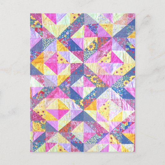 Roze Patchwork Quilt Briefkaart (Voorkant)