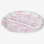 Roze patronen en tekst voor hartvormen - Valentijn Papieren Bordje (Gekanteld)