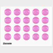 Roze patroon adreslabel ronde sticker (Vel)