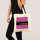 Roze patroon Beste vriend ooit - Aangepaste naam V Tote Bag (Voorkant (product))