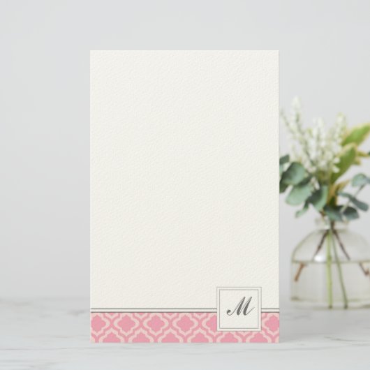 Roze patroon briefpapier (Staand voorkant)