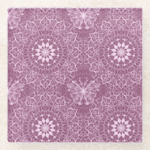 roze patroon glazen onderzetter