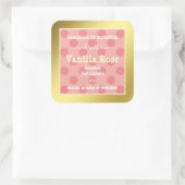 Roze Patroon Goud Lijst Product Verpakkingslabels Vierkante Sticker (Tas)