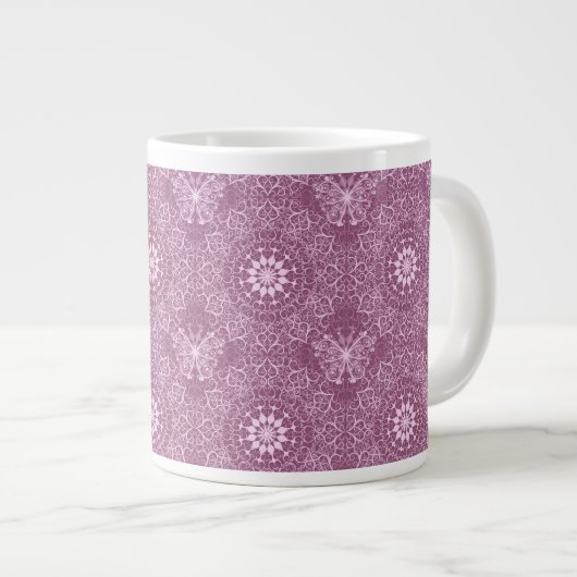 roze patroon grote koffiekop (Voorkant rechts)