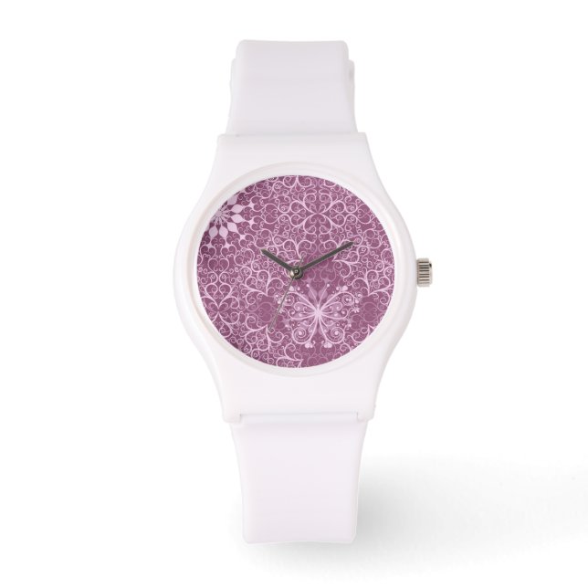  roze patroon horloge (Voorkant)