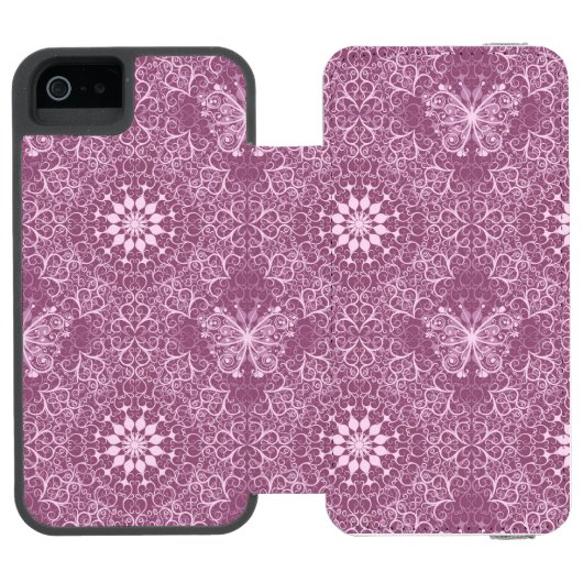  roze patroon incipio iPhone portemonnee hoesje (Agenda Open)