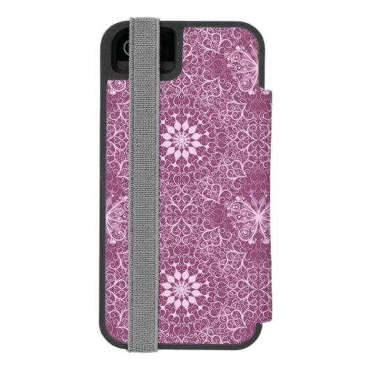  roze patroon incipio iPhone portemonnee hoesje (Agenda Achterkant)