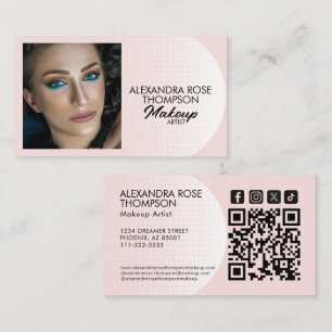 Roze Patroon Make-up Artiest Qr Social Icon Visitekaartje
