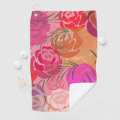 Roze patroon met bloemen en planten golfhanddoek (Insitu)