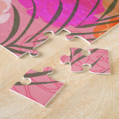 Roze patroon met bloemen en planten legpuzzel (Zijkant)