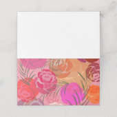 Roze patroon met bloemen en planten plaatskaartje (Buitenkant ongevouwen)