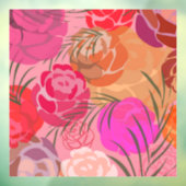 Roze patroon met bloemen en planten raamsticker (Vel 3)