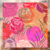 Roze patroon met bloemen en planten raamsticker (Vel 2)