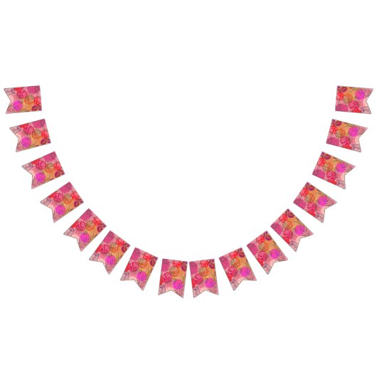 Roze patroon met bloemen en planten vlaggetjes (Alle)