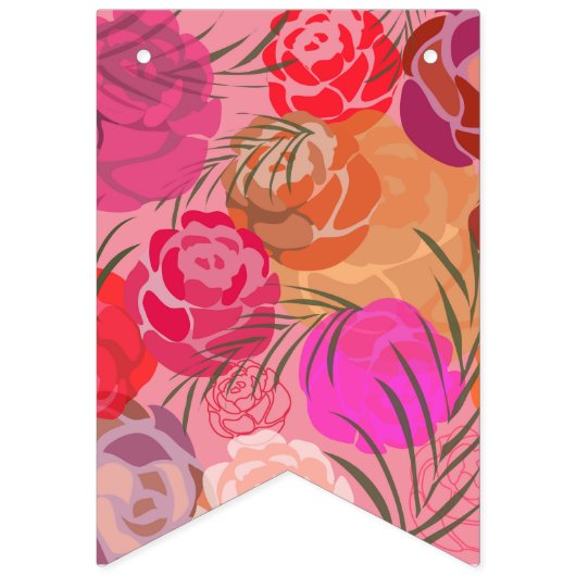 Roze patroon met bloemen en planten vlaggetjes (Derde vlag)