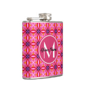 Roze patroon Monogrammen Vinyl Wrapped Kolf Heupfles (Rechts)