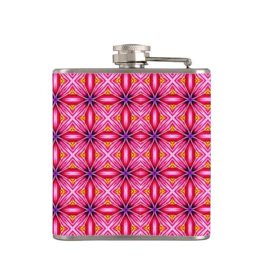 Roze patroon Monogrammen Vinyl Wrapped Kolf Heupfles (Achterkant)