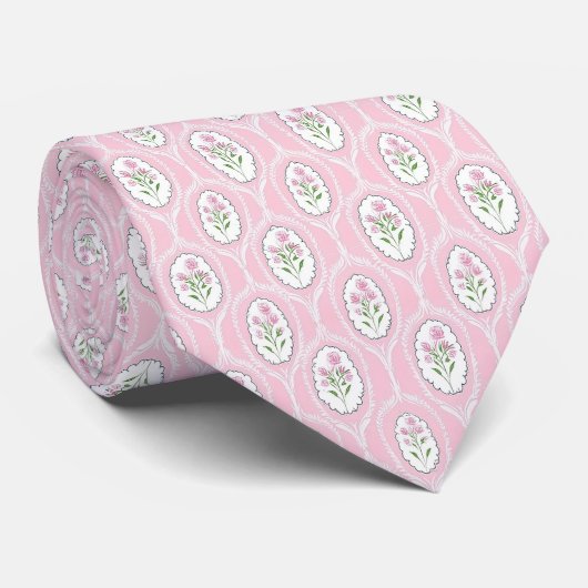 Roze patroon nek stropdas (Opgerold)