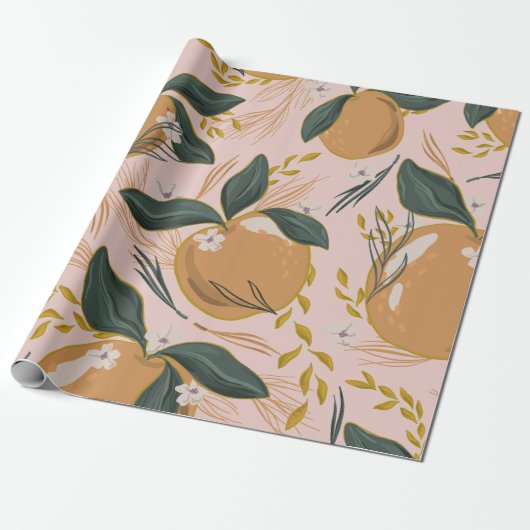 " roze patroon | Retro Gift Wrap Cadeaupapier (Uitgerold)