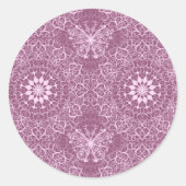  roze patroon ronde sticker (Voorkant)