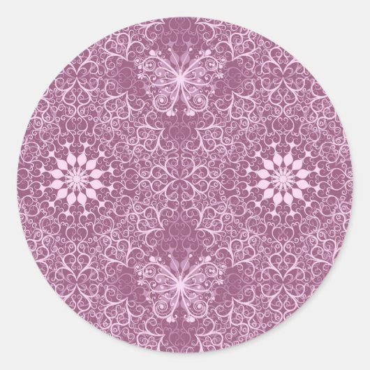  roze patroon ronde sticker (Voorkant)