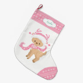 Roze Patroon Santa Herten met Sjaal Grote Kerstsok (Voorkant (Hangend))