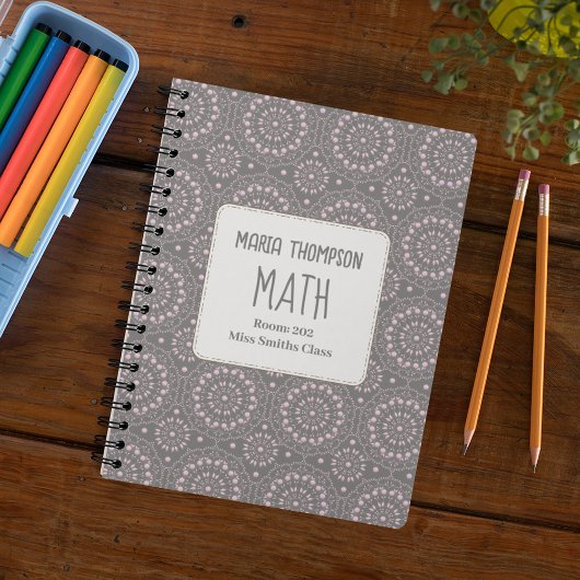 Roze Patroon School Gepersonaliseerd Notitieboek