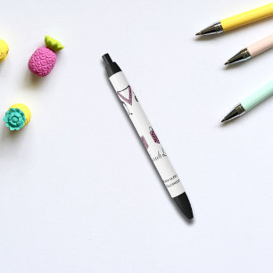 Roze Patroon Scrub Leven Monogram Zwarte Inkt Pen
